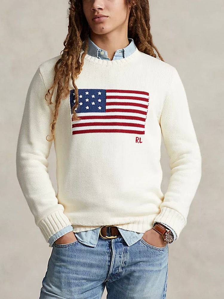 Jersey de Algodón con Bandera Americana para Hombre RL