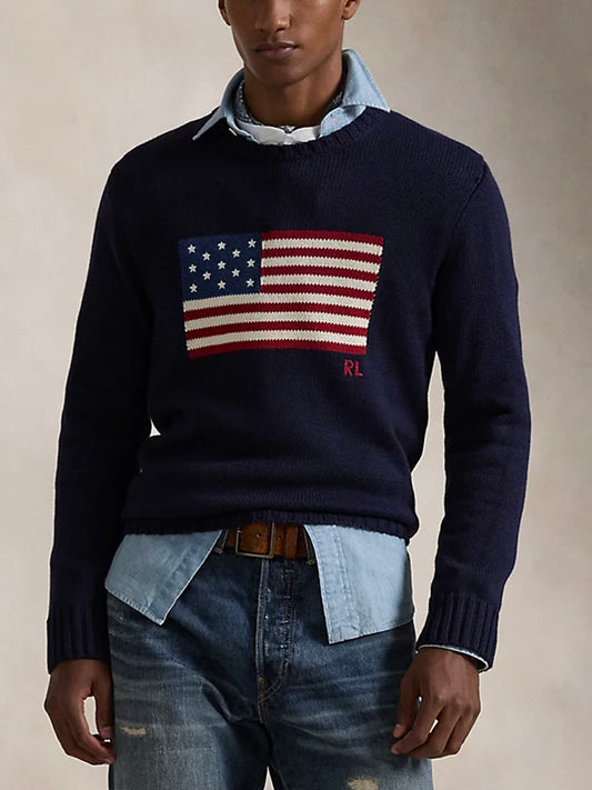 Jersey de Algodón con Bandera Americana para Hombre RL