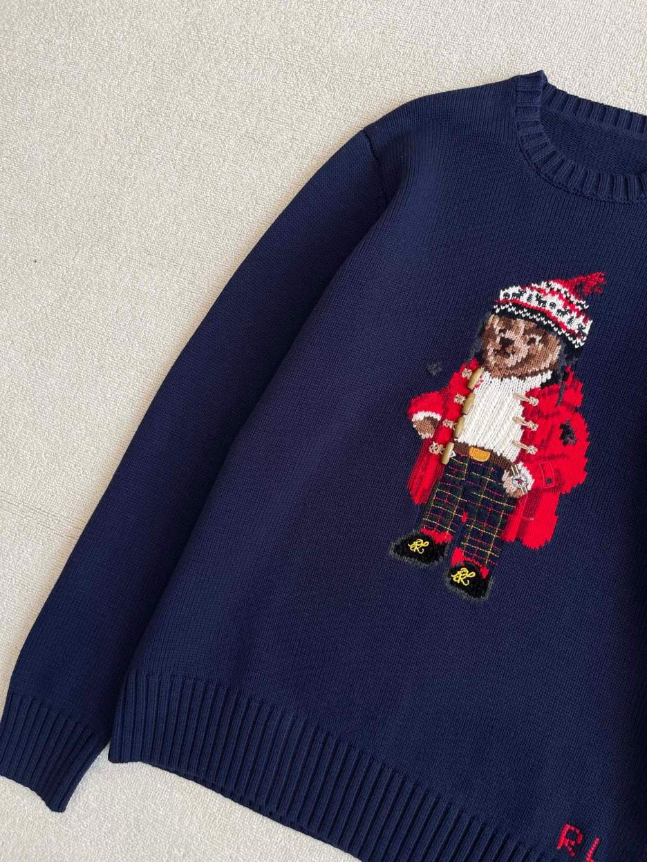 Women's RL Bear Crew Neck Cotton Sweater 