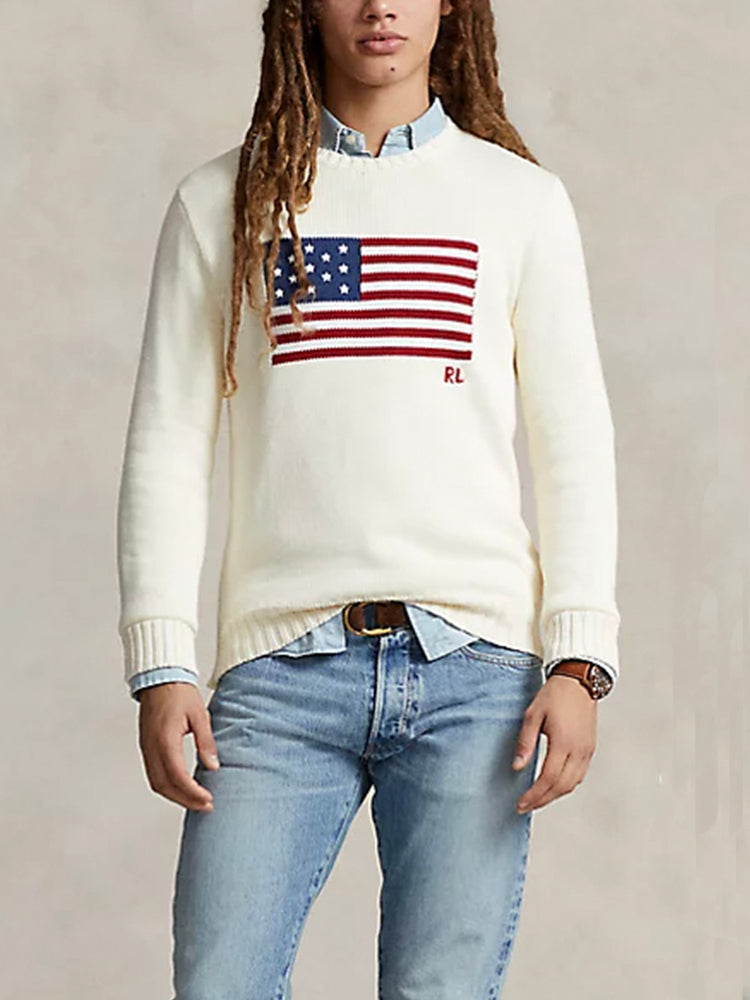 Jersey de Algodón con Bandera Americana para Hombre RL