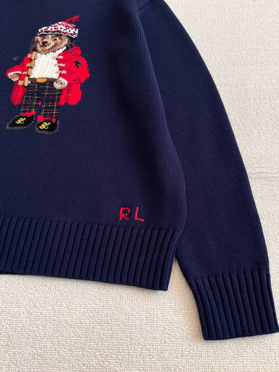 Women's RL Bear Crew Neck Cotton Sweater 