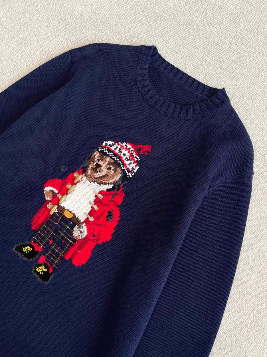 Women's RL Bear Crew Neck Cotton Sweater 